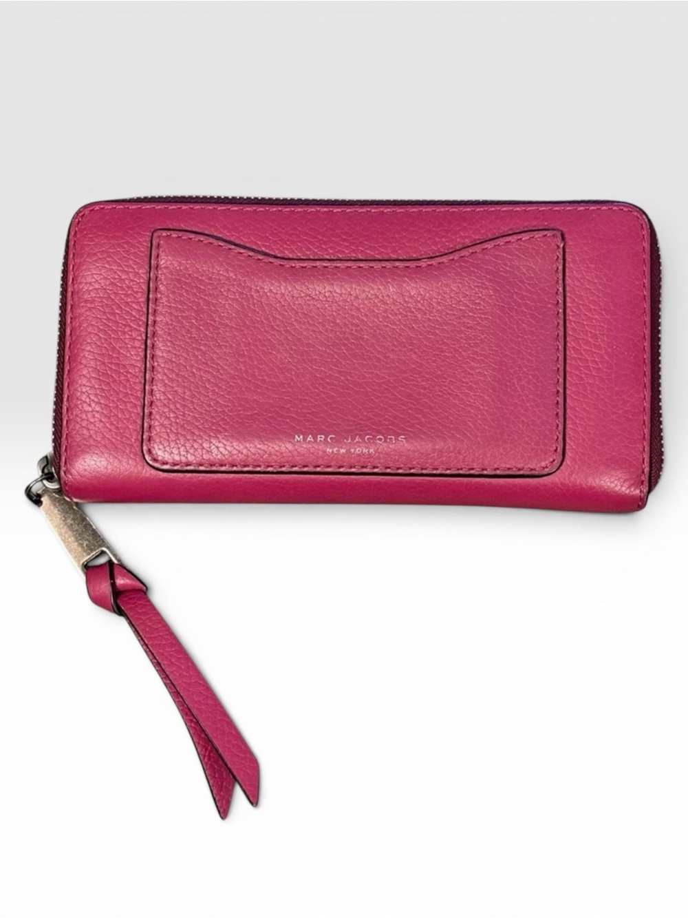 Marc Jacobs Recruit Continental Zip Wallet Fuchsia Pink Pebbled Leather